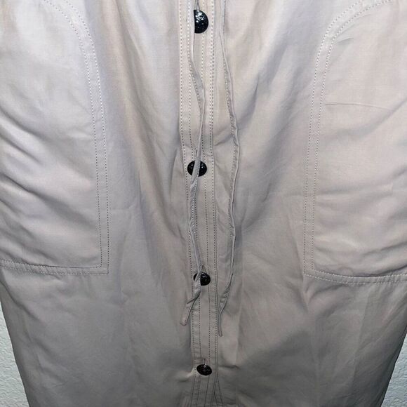 St. John Women's Beige Utility Style Button Down Shirt Dress Sz 4 Cotton / Cupro - Picture 4 of 15